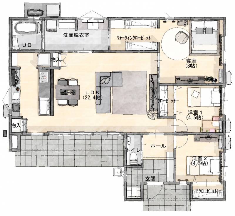 木田郡三木町池戸 一戸建 アイタウン三木池戸Ⅱモデルハウス２１号地の間取り画像