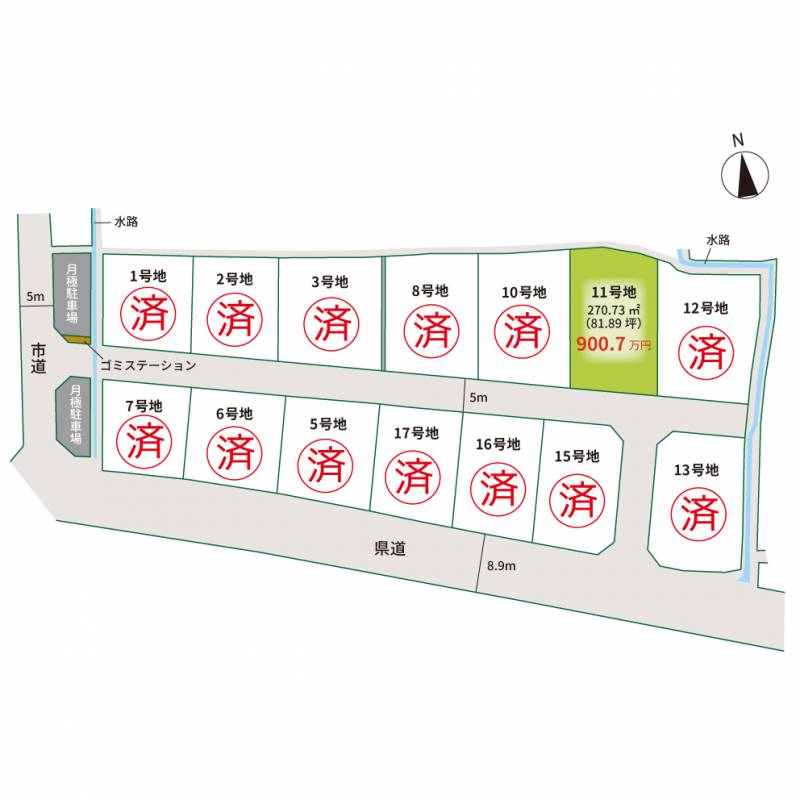 高松市川部町 アイタウン川部１１号地の区画図