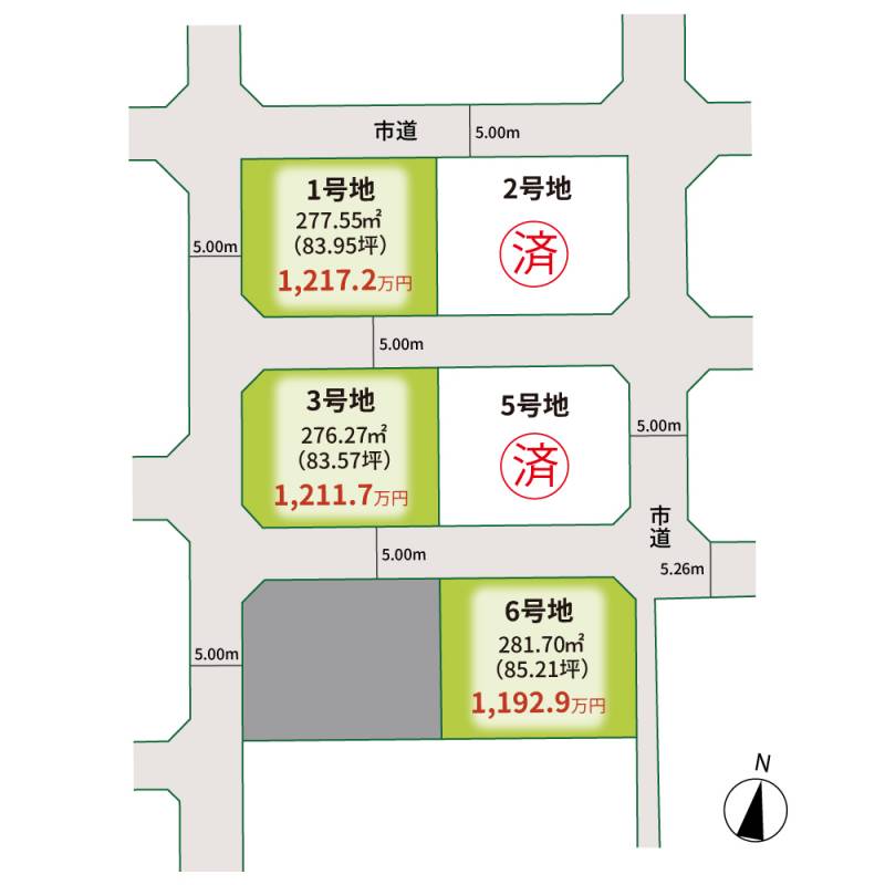 高松市上林町 ルーツガーデン上林６号地の区画図