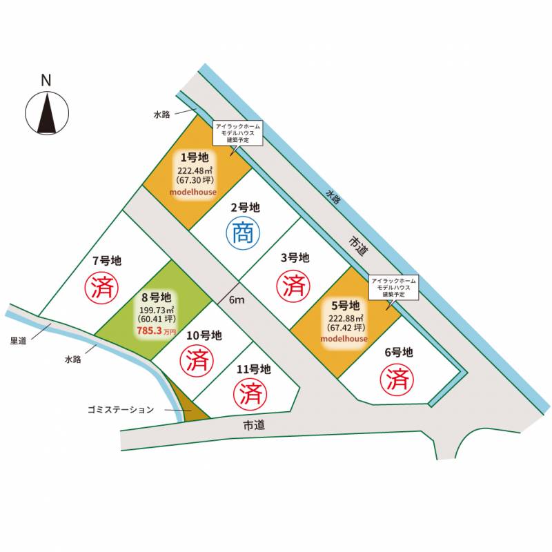 丸亀市津森町 プラスタウン津森８号地の区画図