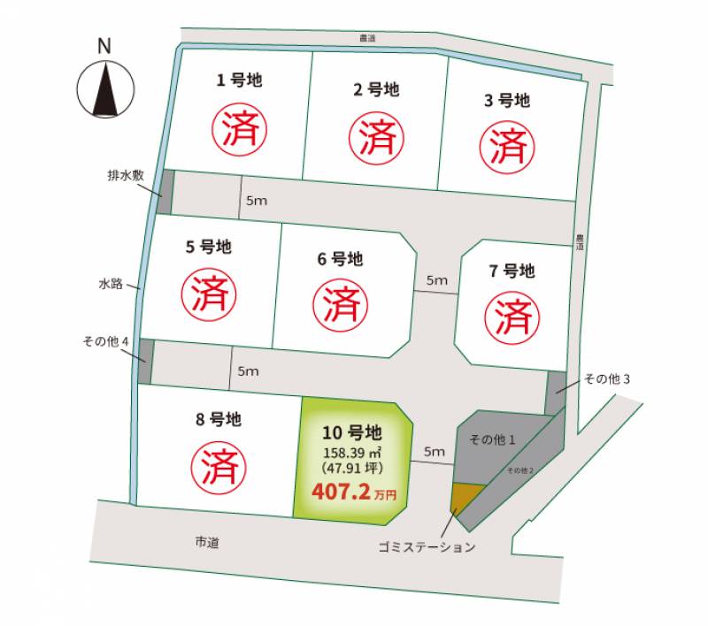 さぬき市長尾西 アイタウン長尾Ⅱ１０号地の区画図