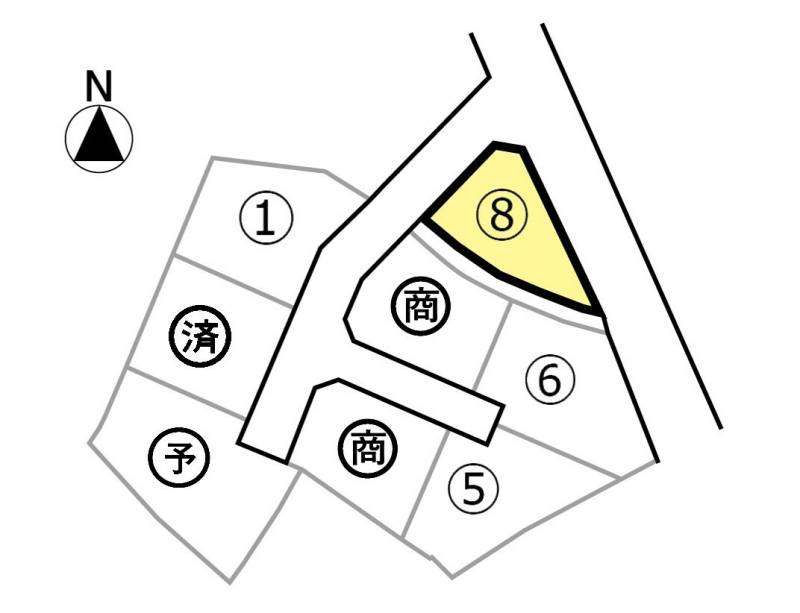 三豊市豊中町本山甲 アリビオ豊中8号地の区画図