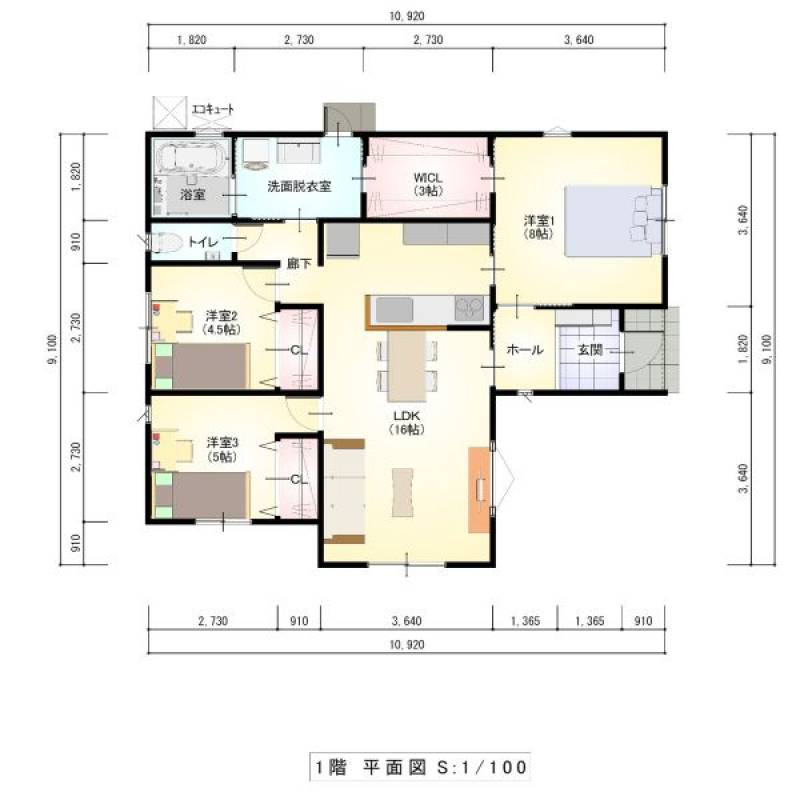 丸亀市三条町 一戸建 ｸﾞﾘｰﾝﾀｳﾝ三条町　郡家小学校西団地⑤号地の間取り画像