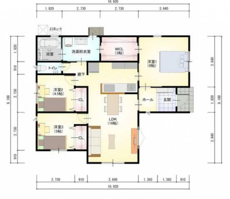 丸亀市三条町 一戸建 ｸﾞﾘｰﾝﾀｳﾝ三条町　郡家小学校西団地⑤号地の間取り画像