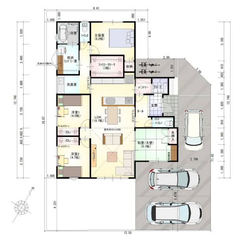 丸亀市綾歌町富熊 一戸建 ｸﾞﾘｰﾝﾀｳﾝ富熊小学校西団地Ⅱ③号地の間取り画像