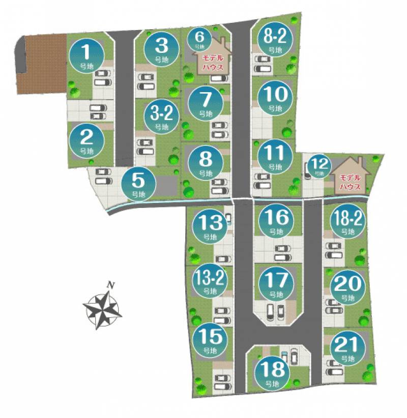 丸亀市土器町西 ｸﾞﾘｰﾝﾀｳﾝ城東幼稚園南団地①号地の区画図