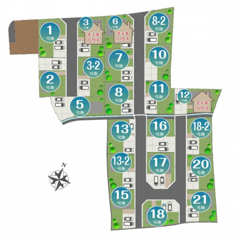 丸亀市土器町西 ｸﾞﾘｰﾝﾀｳﾝ城東幼稚園南団地①号地の区画図