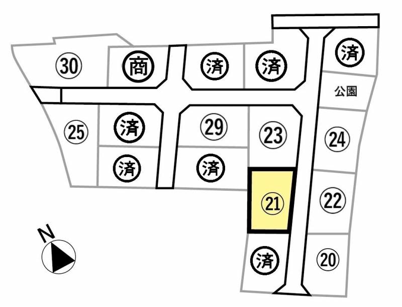 観音寺市柞田町 ビーンズタウン柞田Ⅱ第3期21号地の区画図
