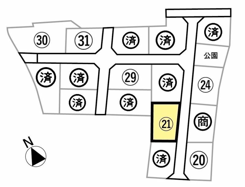 観音寺市柞田町 ビーンズタウン柞田Ⅱ第3期21号地の区画図