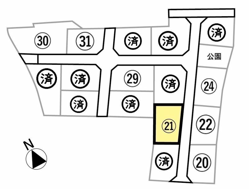 観音寺市柞田町 ビーンズタウン柞田Ⅱ第3期21号地の区画図