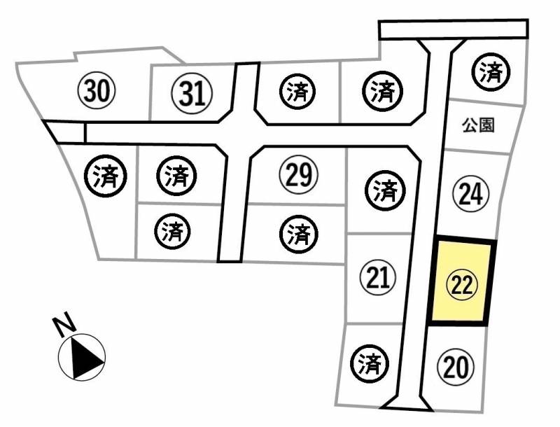 観音寺市柞田町 ビーンズタウン柞田Ⅱ第3期22号地の区画図