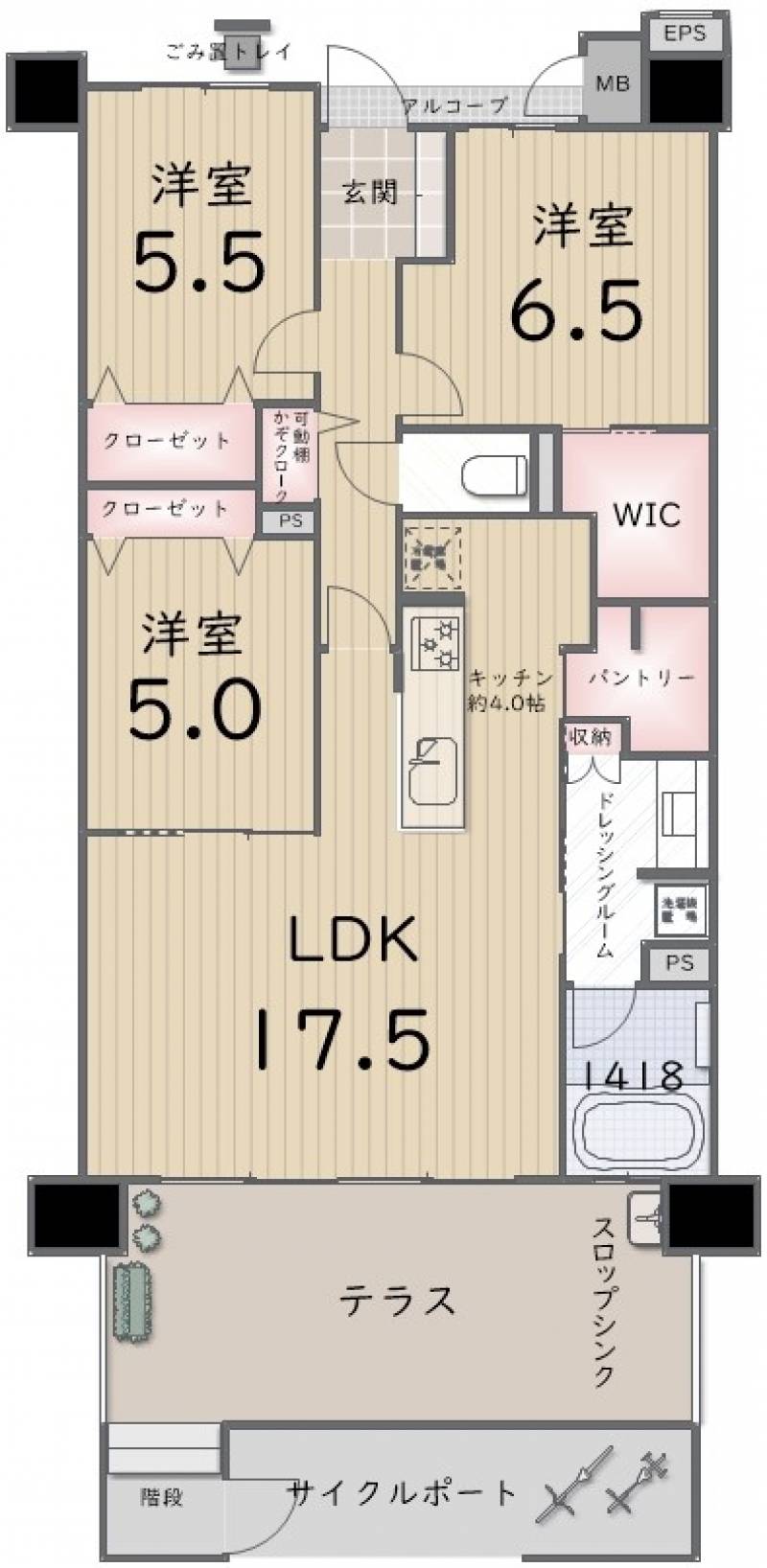 サーパス三条スクエアガーデン の間取り画像