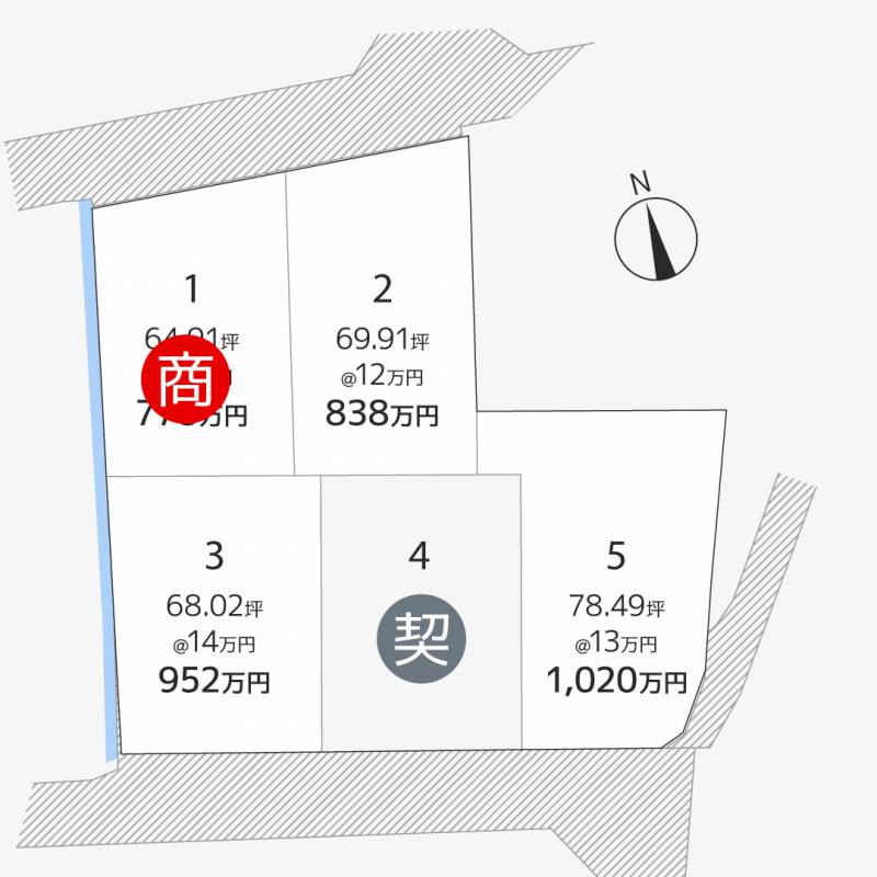 高松市鶴市町 鶴市町5区画2号地の区画図