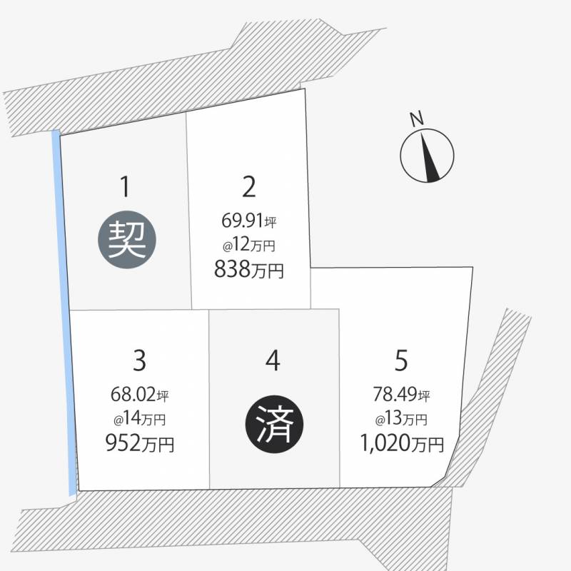 高松市鶴市町 鶴市町5区画2号地の区画図