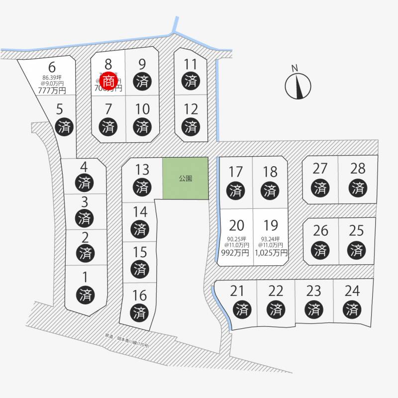 高松市岡本町 岡本町28区画6号地の区画図