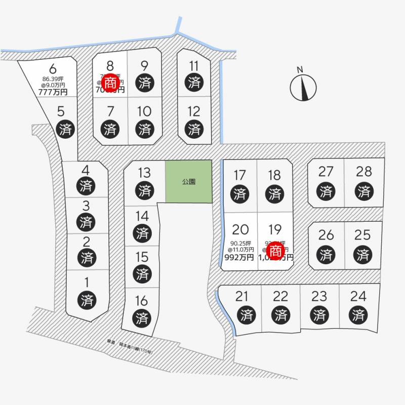 高松市岡本町 岡本町28区画６号地の区画図