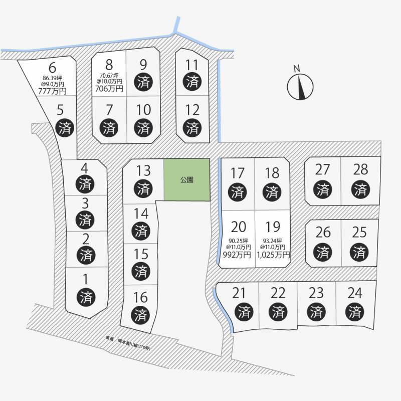 高松市岡本町 岡本町28区画8号地の区画図