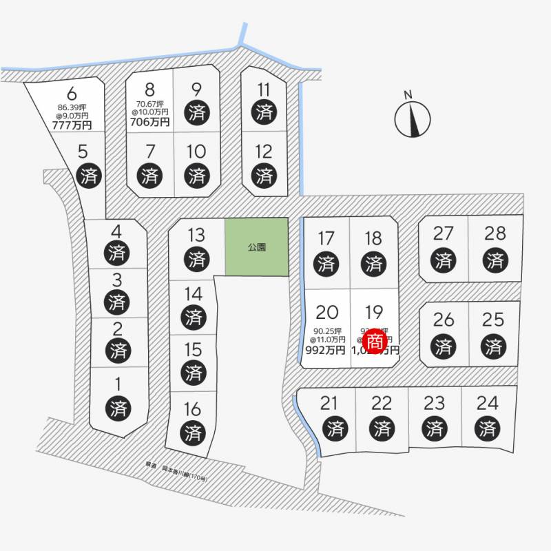 高松市岡本町 岡本町28区画8号地の区画図