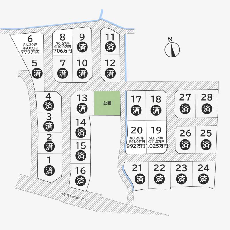 高松市岡本町 岡本町28区画8号地の区画図