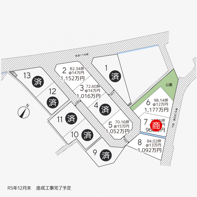 高松市飯田町 飯田町13区画6号地の区画図