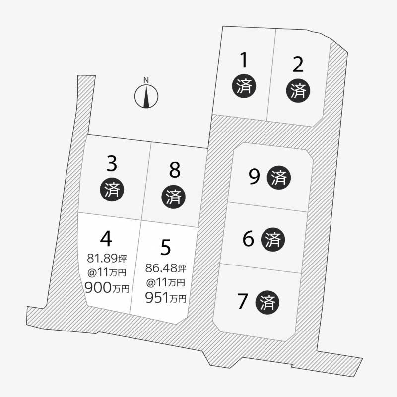 高松市高松町 高松町9区画4号地の区画図