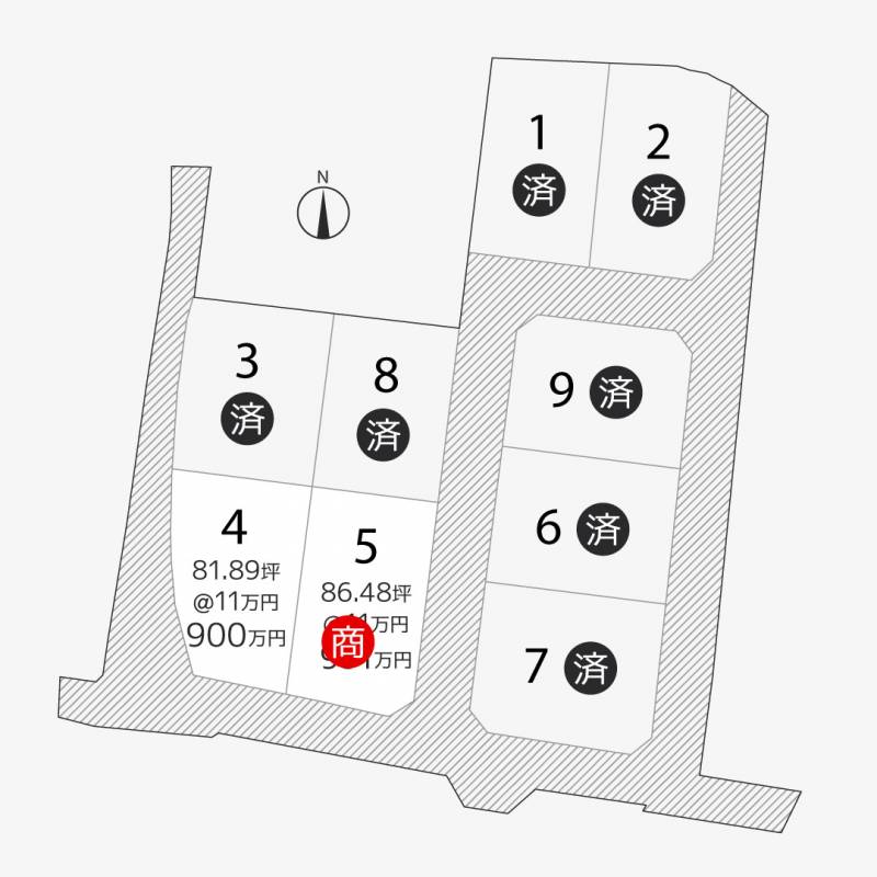 高松市高松町 高松町9区画4号地の区画図