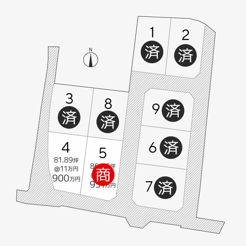 高松市高松町 高松町9区画4号地の区画図