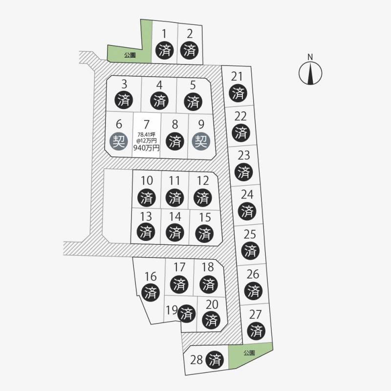 高松市円座町 円座町28区画7号地の区画図