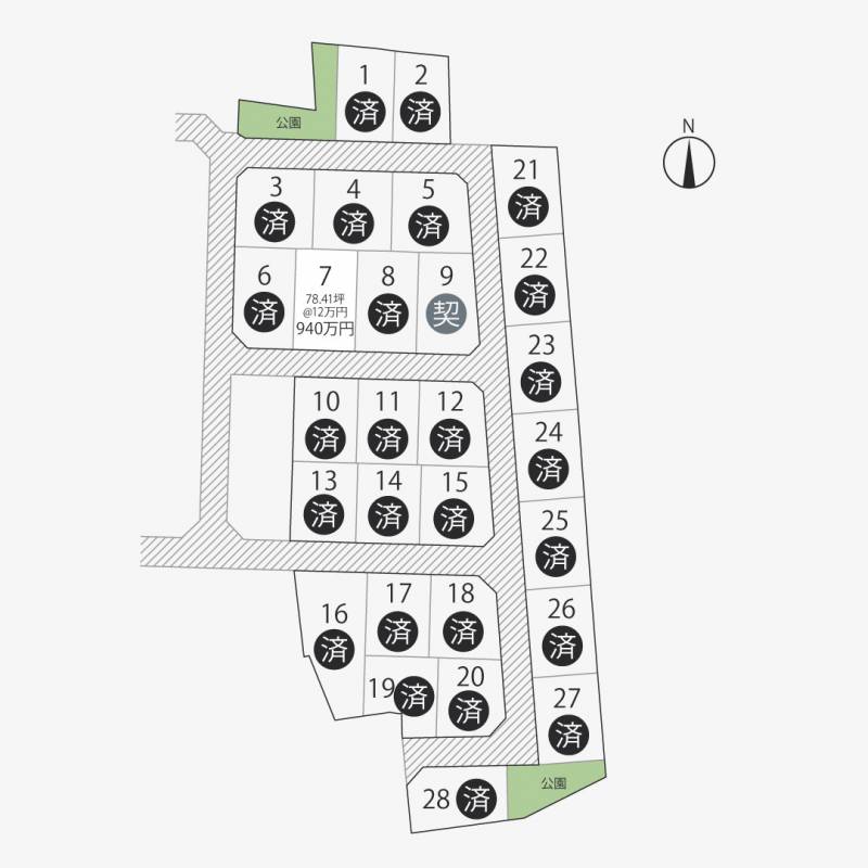 高松市円座町 円座町28区画7号地の区画図