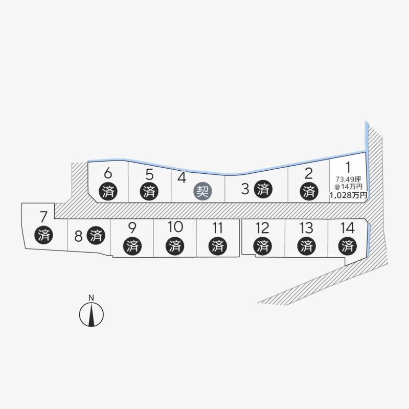 高松市多肥上町 多肥上町14区画1号地の区画図