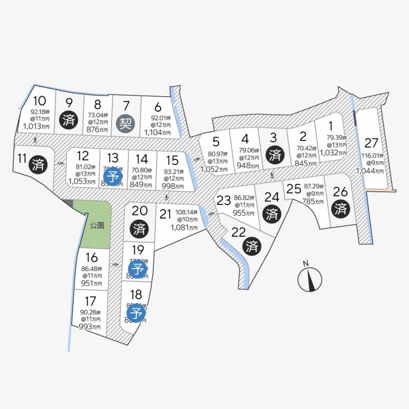 高松市新田町甲 新田町27区画27号地の区画図