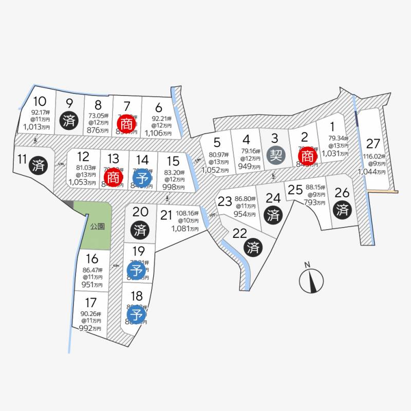 高松市新田町甲 新田町27区画27号地の区画図