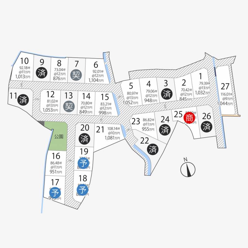 高松市新田町甲 新田町27区画27号地の区画図