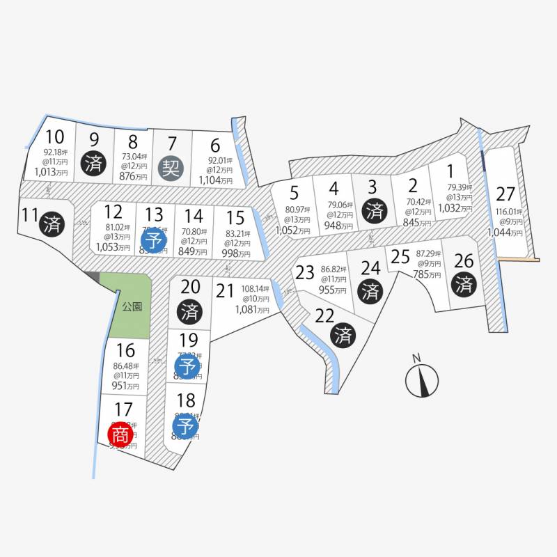 高松市新田町甲 新田町27区画27号地の区画図