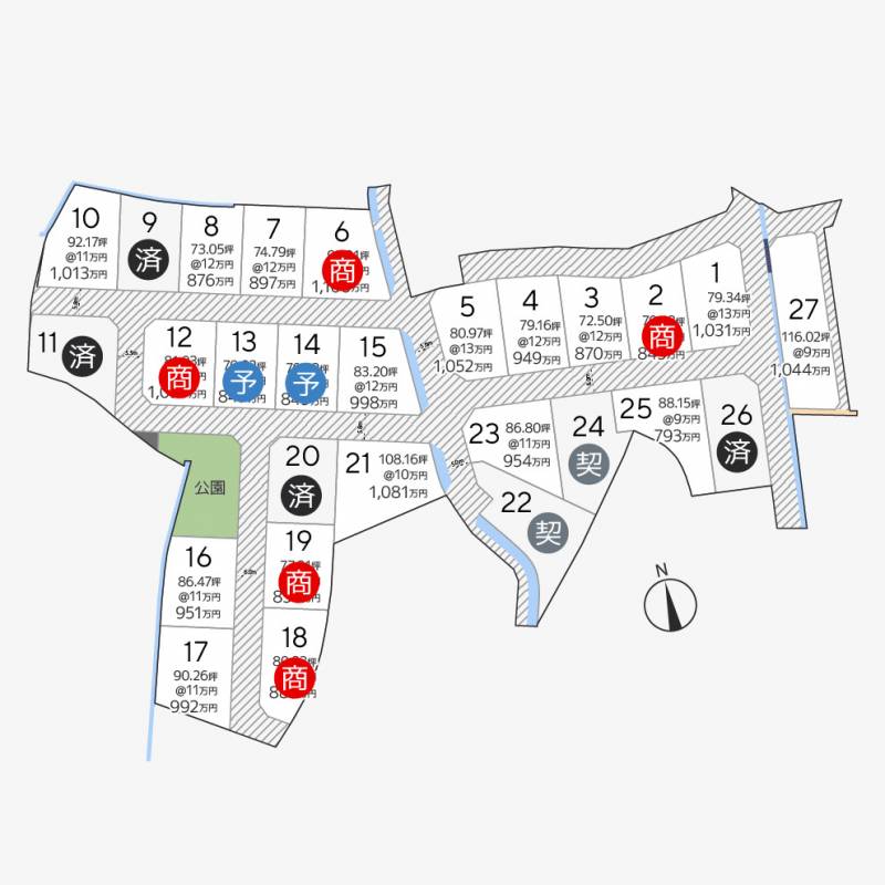 高松市新田町甲 新田町27区画27号地の区画図