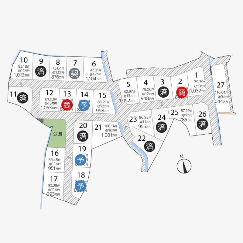 高松市新田町甲 新田町27区画27号地の区画図