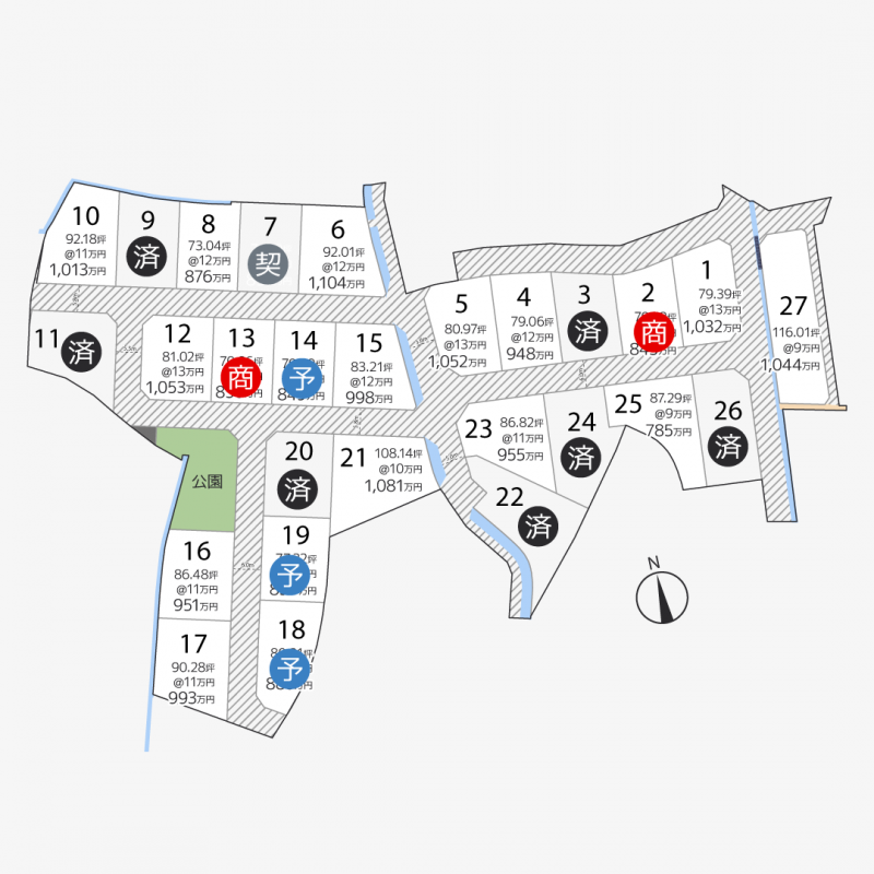 高松市新田町甲 新田町27区画27号地の区画図