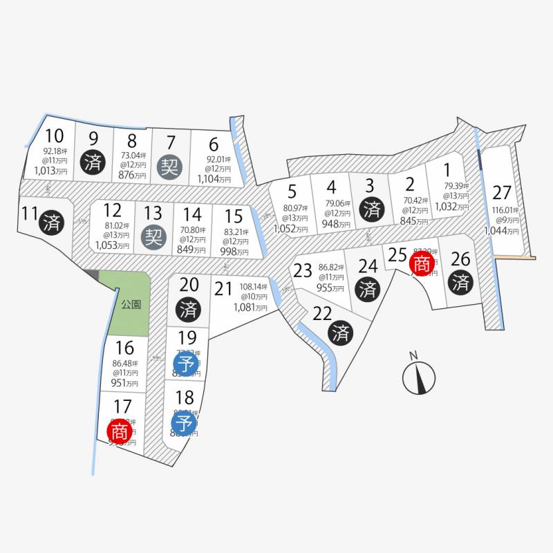 高松市新田町甲 新田町27区画27号地の区画図