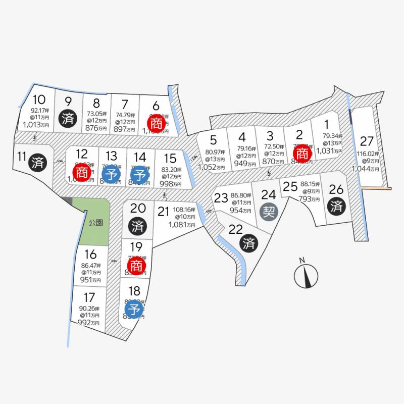 高松市新田町甲 新田町27区画27号地の区画図