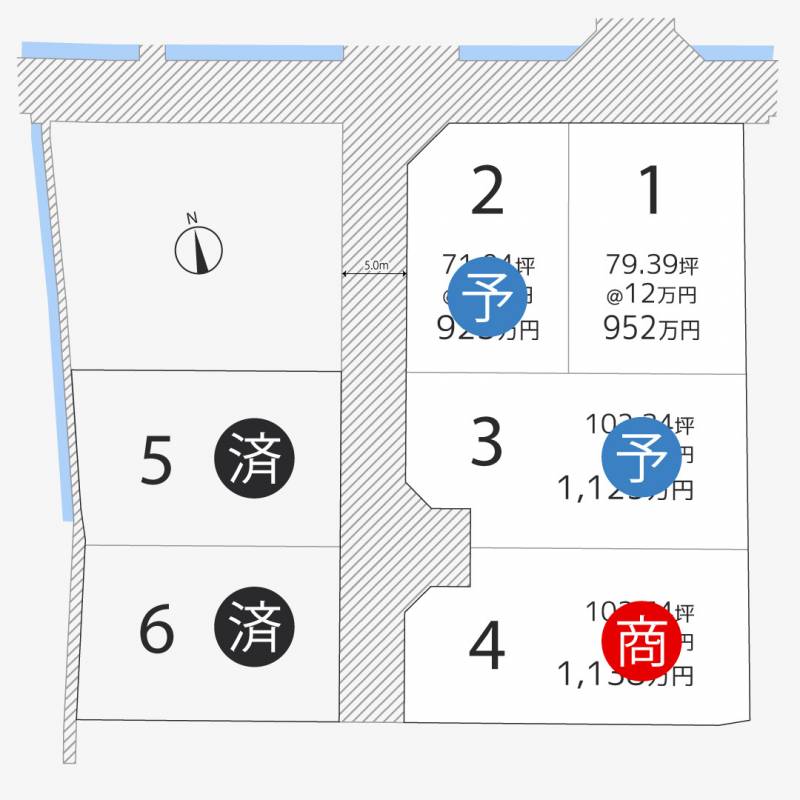 高松市香西南町 香西南町2期6区画1号地の区画図