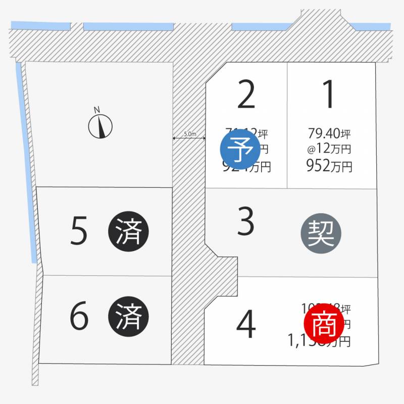 高松市香西南町 香西南町2期6区画1号地の区画図