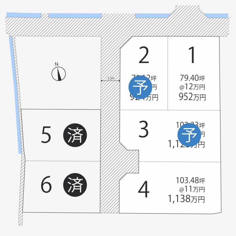 高松市香西南町 香西南町2期6区画1号地の区画図