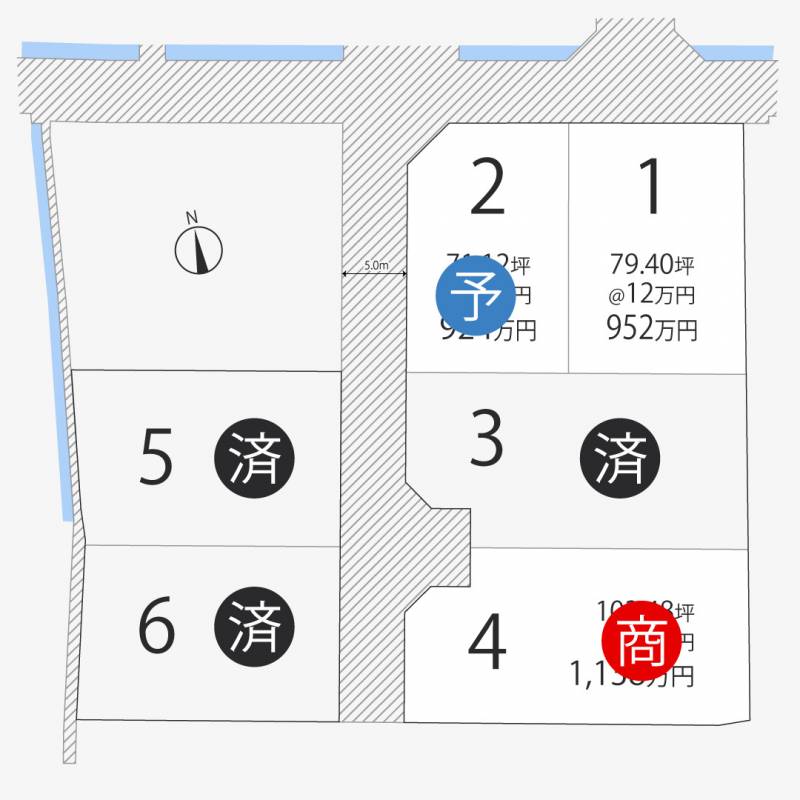 高松市香西南町 香西南町2期6区画1号地の区画図