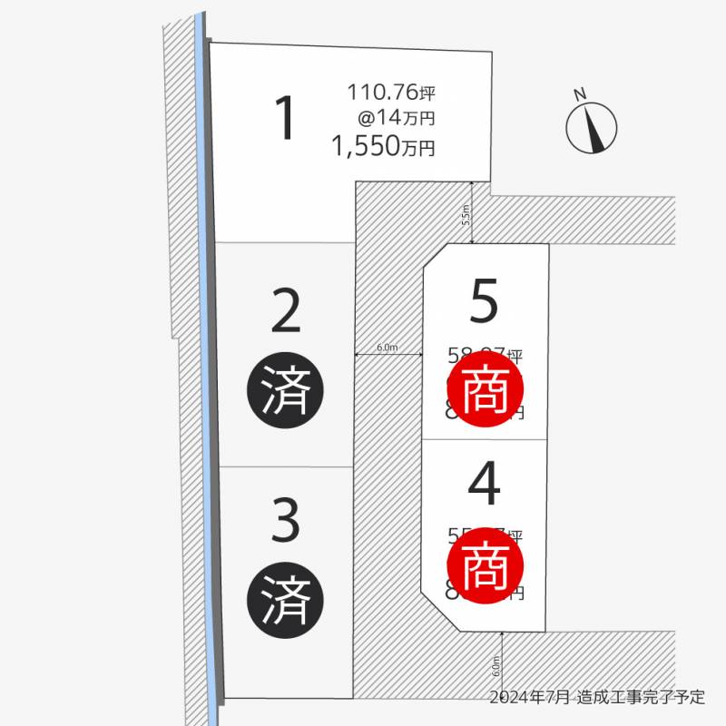 高松市香西本町 香西本町2期5区画1号地の区画図