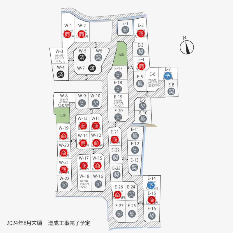 高松市六条町 六条町49区画W1号地の区画図