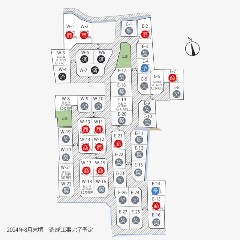 高松市六条町 六条町49区画W1号地の区画図