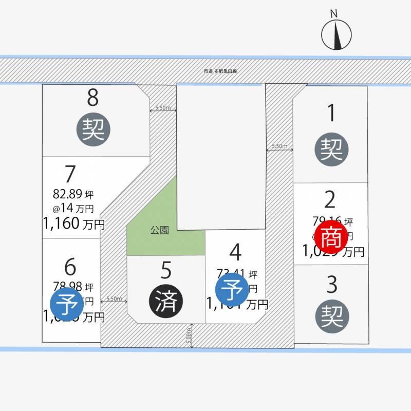 高松市上林町 上林町8区画7号地の区画図