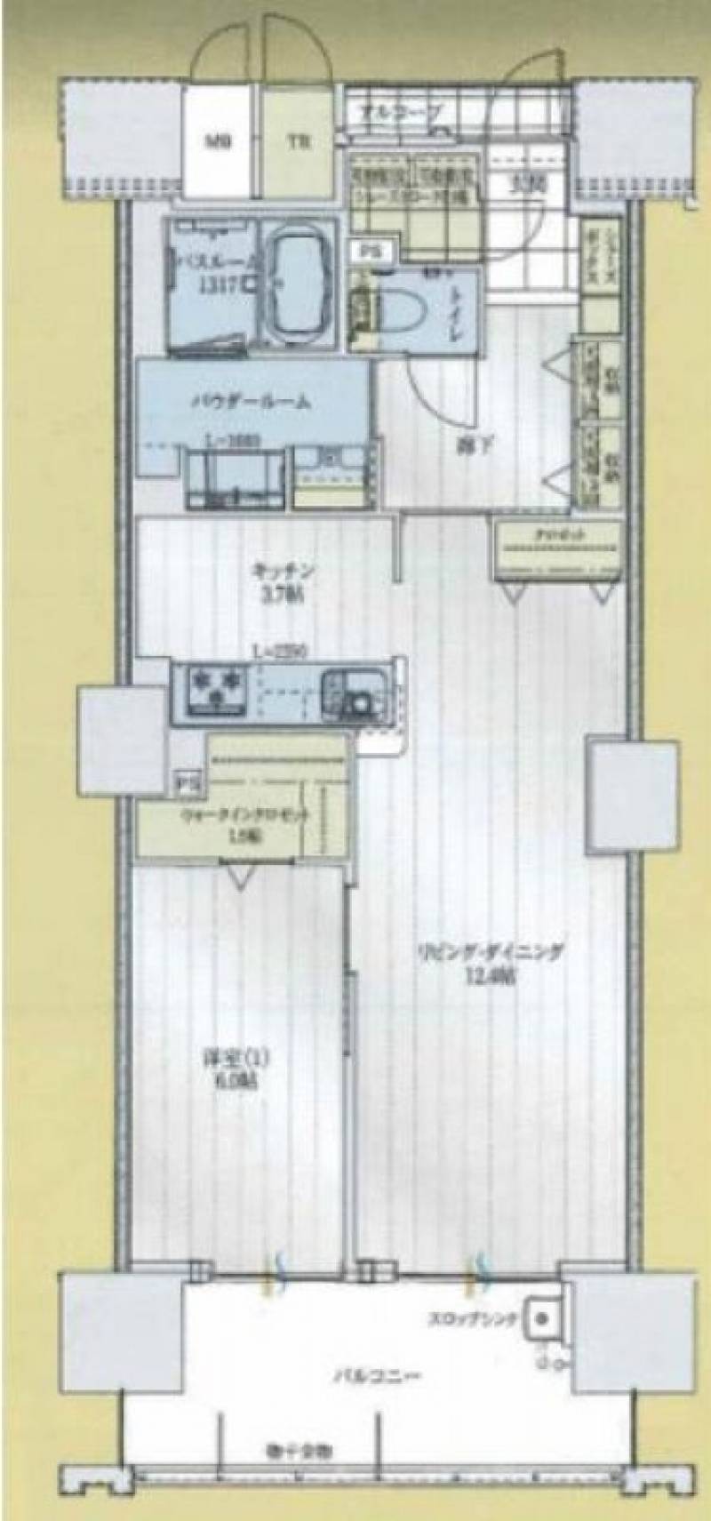 アルファステイツ南新町タワーレジデンス 1504の間取り画像