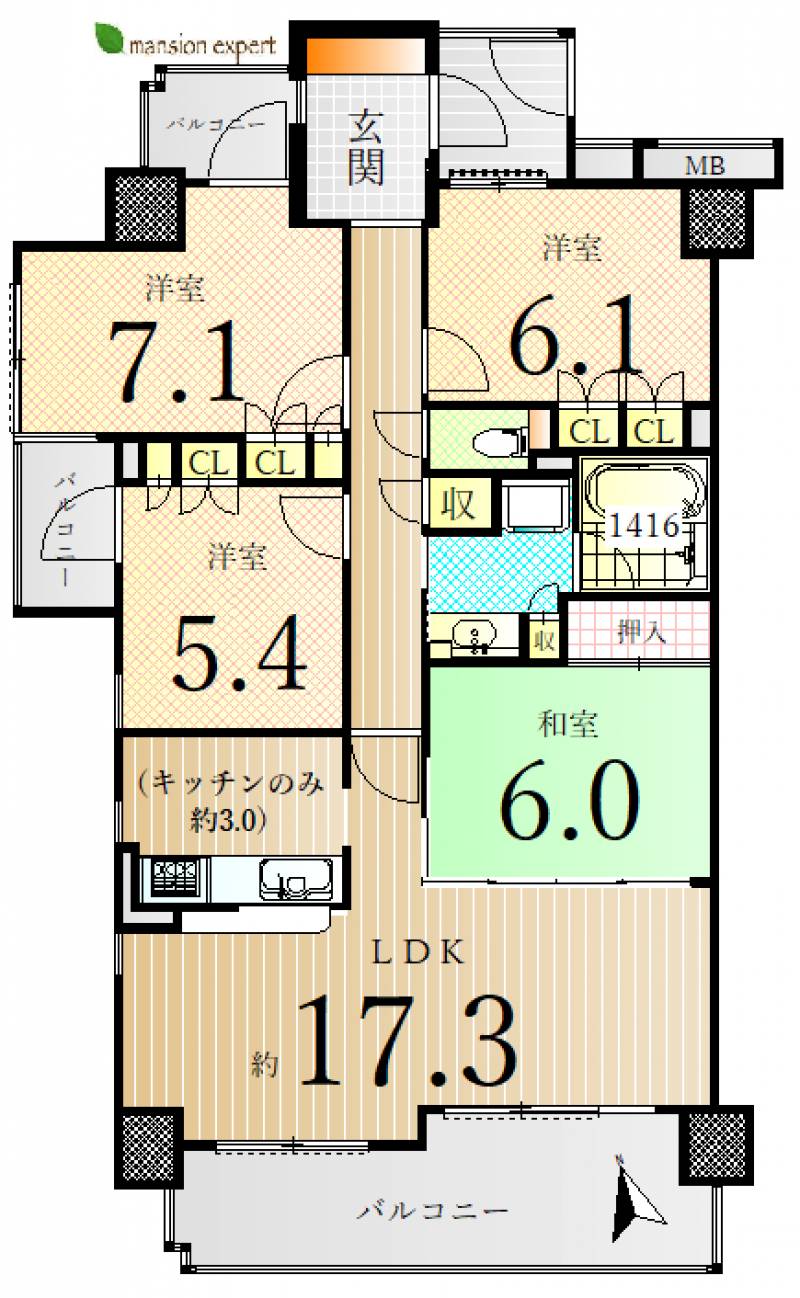 サーパスシティ栗林 の間取り画像