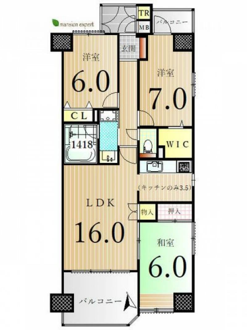 ダイアパレスパークスクエア栗林 の間取り画像